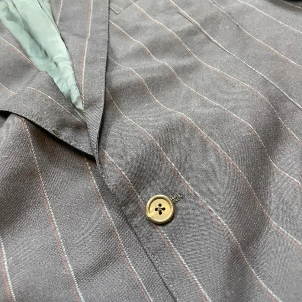 VTG 90s Polo Ralph Lauren pinstripe two‎ button suit blazer jacket 42 USA Blue